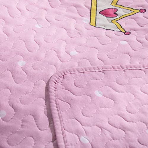 Kids Unicorn Quilt Set with Sham Twin Size Animal Cartoon Bedding Set Soft Reversible Bedspread Coverlet All Season Bed Set for Kids Teens Girls, 1 Quilt 2 Pillowshams, Pink