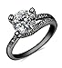 Women's White AAA Cubic Zirconia Black Gold Plated Stainless Steel Engagement & Wedding Band,Size 6 7 8