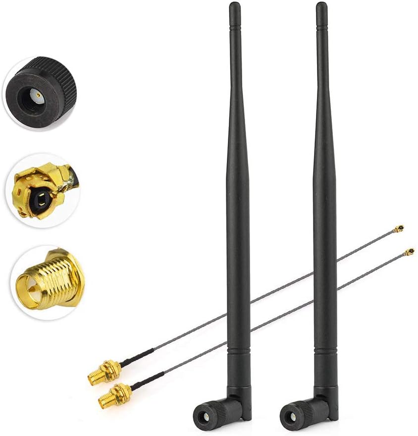 wlaniot 900MHz Antenna Kit 3.5Dbi External Omni Rubber Duck Indoor Antenna with RP-SMA Connector + IPX U.fl to RP-SMA Cable Pigtail for Cell Phone Signal Booster Router Security Camera PCIe Cards 2Pcs