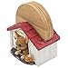 Cute Chihuahua Puppy in Doghouse Bamboo Drink Coaster Set with Dog Bowl on Decorative Holder Display Stand Figurine As Unique Kitchen Table Decor for Pet Decorations and Gifts for Dog Lovers