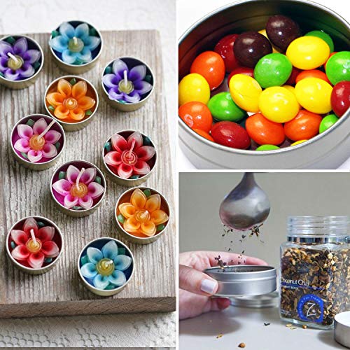 Mimi Pack 24 Pack Tins 1 oz Shallow Round Tins with Solid Slip Lids Empty Tin Containers Cosmetics Tins Party Favors Tins and Food Storage Containers (Silver) - Thumbnail 7