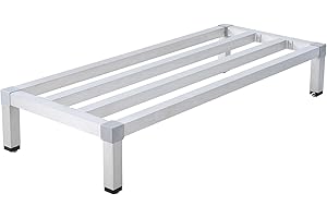 MOVECOM 48" x 14" x 8" Aluminum Dunnage Rack | 1000 Lb Capacity | Low Shelf for Off-Floor Storage In Restaurants, Kitchens, Supermarkets, and Grocery Stores