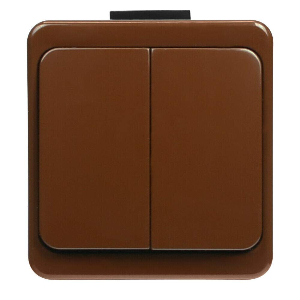 Naka24 IP44 Surface-Mounted Switch/Socket Range for Wet Room Schuko Smart (Double Switch Brown WNT-2S)
