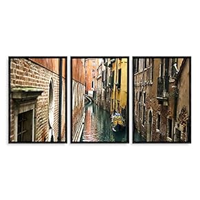 3 Piece Framed Canvas Wall Art for Living Room, Bedroom Italy City Landscape Canvas Prints for Modern Home Decoration Ready to Hang - 16"x24"x3 Panels