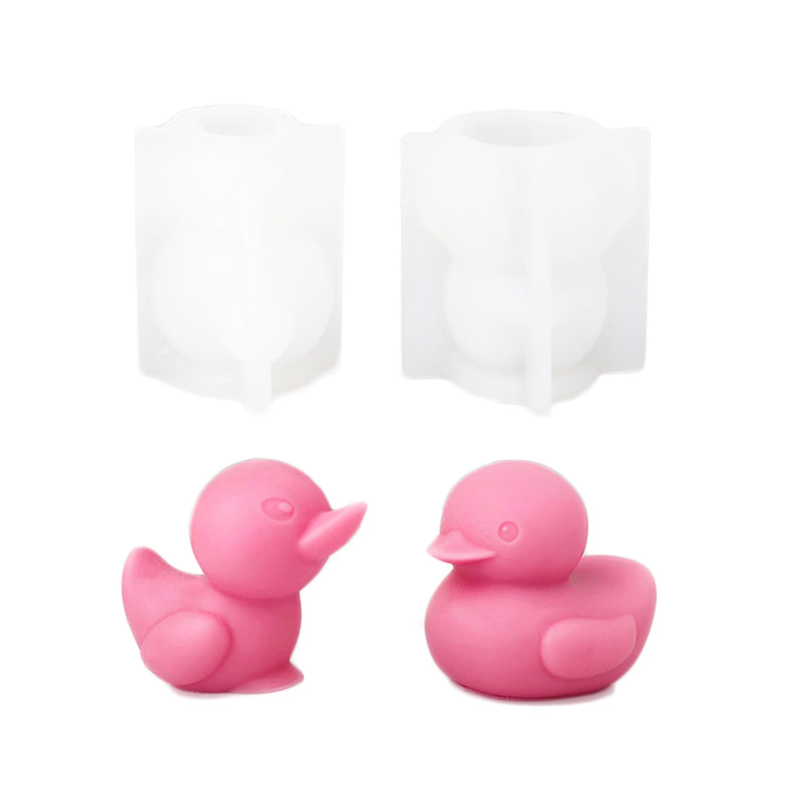 2Pcs 3D Duck Candle Molds Cute Duck Silicone Mold for Fondant, Chocolate, Epoxy Resin, Soy Wax Candle, Soap, Plaster Ornament, DIY Crafts
