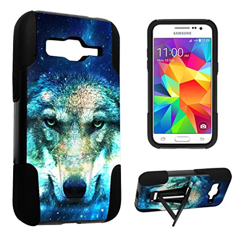 DuroCase Â® Samsung Galaxy Prevail LTE SM-G360P / Galaxy Core Prime SM-G360P SM-G360V Kickstand Bumper Case - (Wolf In Space)