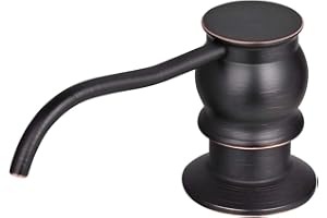 Samodra Kitchen Sink Soap/Lotion Dispenser, Brass Pump Head Oil Rubbed Bronze 12 OZ Bottle Built in Design Refill from The Top for Granite Thick Deck Installs