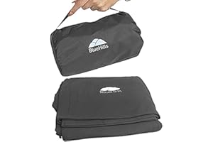 BlueHills Ultra Compact Travel Blanket Pillow in Portable Bag Case Soft 70 X 56 with Strap Backpack Clip Premium Cozy Soft Compact Pack Large Blanket for Airplane Flight Layover Grey - Gray C002