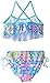 Kanu Surf Girls' Alania Flounce Bikini Beach Sport 2 Piece Swimsuit, Nikki Blue Dot, 14