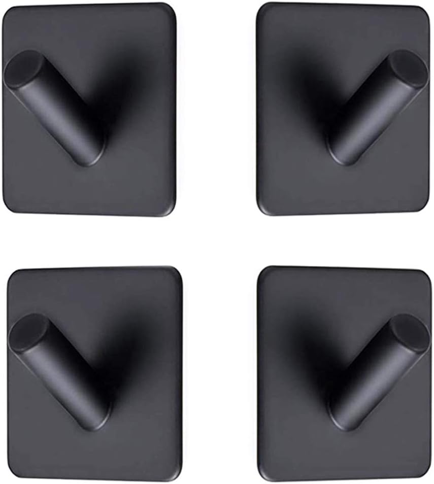 Adhesive Hooks for Hanging Towel Hooks Wall Hooks for Hanging No Damage Wall Hangers Without Nails Hanging Hooks Waterproof Stainless Steel Hook Wall Hooks Heavy Duty - 4 Pack Matte Black: Office Products