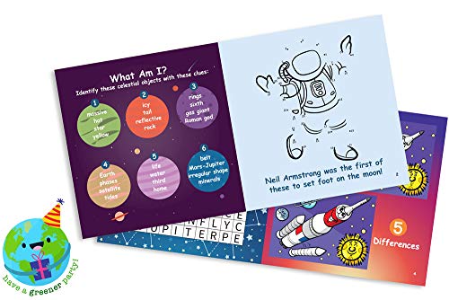 Space Party Favor Mini Activity Book // 100% Recycled Eco Friendly // Full Color // Science Goodie Bags Loot Treats Birthday Prizes, 12 pack, 4.75"x4.75"