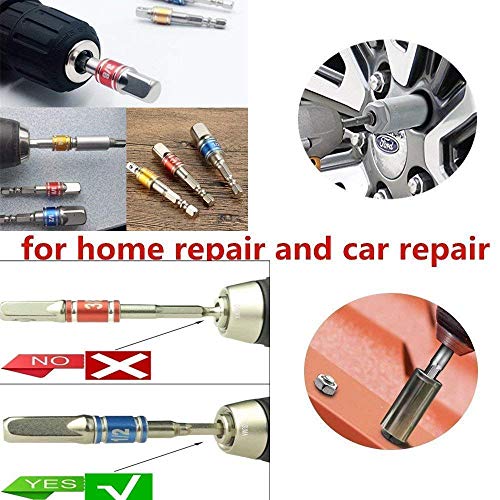105° Right Angle Drill Attachment Bit Extension 1/4-inch Hex Drive Drill Bit Power Socket Screwdriver Set Holder Adaptor+3Pcs 1/4" 3/8" 1/2"Hex Shank Impact Grade Driver Socket Adapter Drill Bit Set