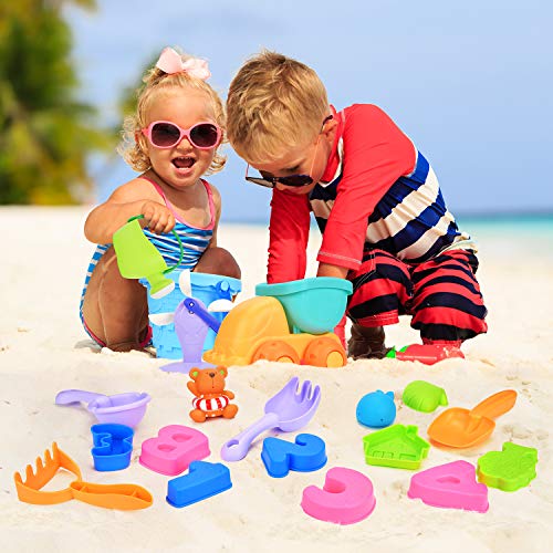 Victostar 20PCS Beach Sand Toys Set Sand Water Wheel,Bucket, Shovels, Rakes, Watering Can, Beach Molds, Sand Toys for Kids, Sandbox Toys for Outdoor Indoor