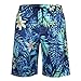 Men’s Beach Swim Trunks – 3D Leaf Print Hawaii Casual Shorts with Drawstring Elastic Waist – Summer Athletic Short Pantsthumb 2