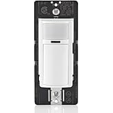 Leviton Decora Occupancy Motion Sensor in-Wall Switch, Auto-On or Manual-On, 15A, Single Pole, Multi-Way or Multi-Sensor, DOS15-1LZ, White with Ivory, Light Almond Faceplates