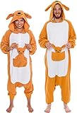 Silver Lilly Unisex Adult Pajamas - Plush One Piece Cosplay Animal Kangaroo Costume (Brown, M)