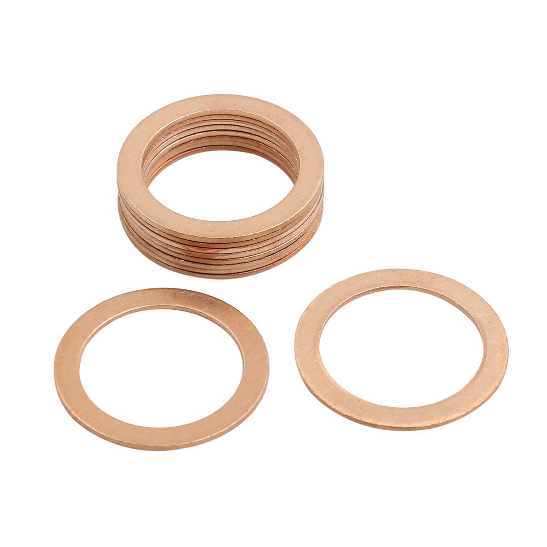 X AUTOHAUX 10 Pcs 22mm Inner Diameter Copper Washers Parts Flat Gasket Fitting