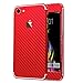 iPhone 7 Sticker, Toeoe Luxury 3D Textured Carbon Fibre Decal Skin with a Clear Case for iPhone 7 Red