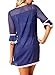 BLENCOT Women's Crochet Chiffon Tassel Swimsuit Bikini Pom Pom Trim Swimwear Beach Cover Up-Blue Small