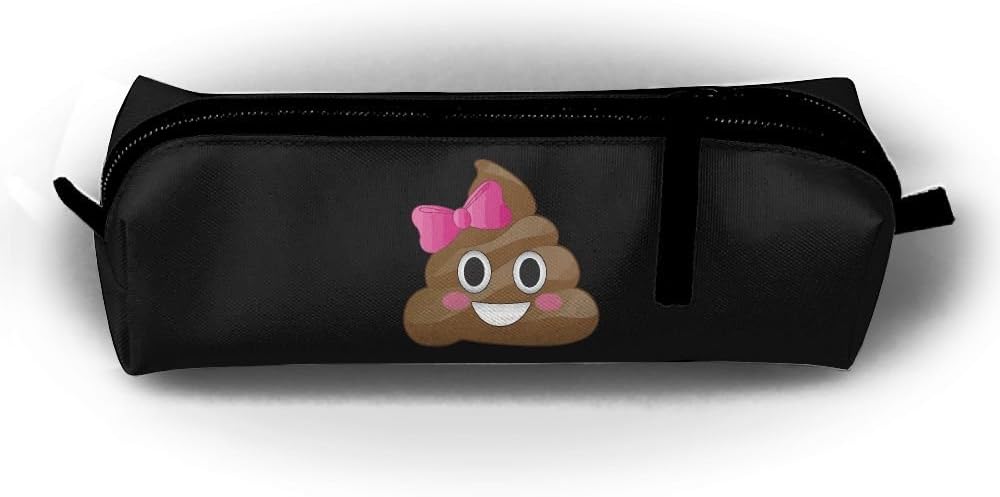 Funny Emoji Pink Bow Cutie Poo Children Boys Zipper Stationery Pouch Cosmetic Bags Unisex Cylindrical Purse