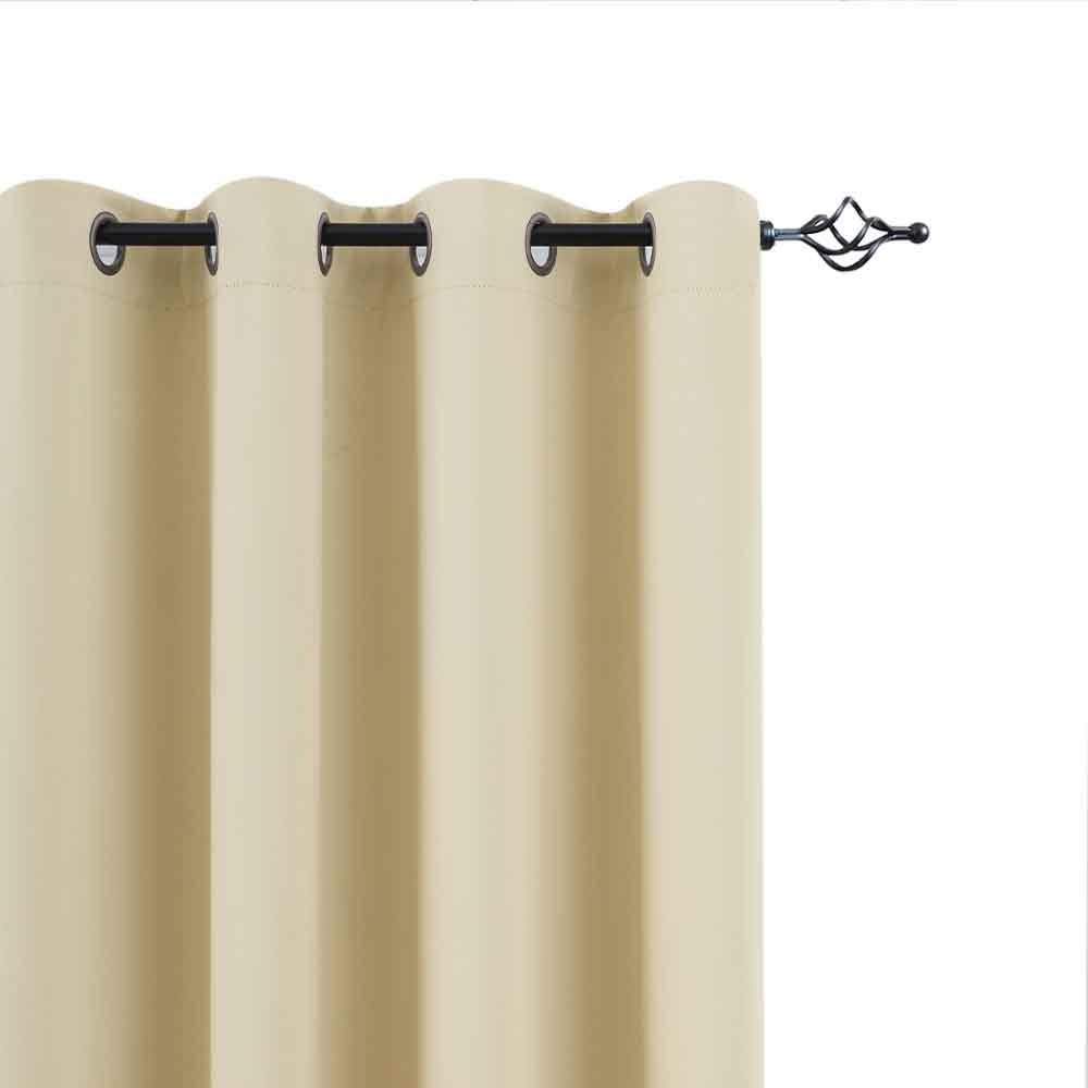 Vangao Room Darkening Curtains 95 inches Length Window Treatment Triple Weave Blackout Drapes for Bedroom, Grommet Top, 2 Panels, Beige