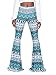 Govc Women Casual Print Stretchy Bell Bottom Flare Palazzo Skinny Pants High Waist Trousers