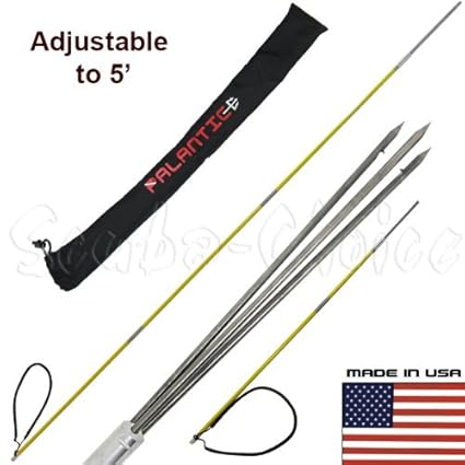 Scuba Choice 7' Travel Spearfishing 3-Piece Pole Spear 3 Prong Barb Paralyzer Tip Adjustable to 5' with Bag