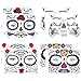 COKOHAPPY Day of the Dead, Skeleton Face Tattoo Sticker, 8 Sheets Sugar Skull, Red Roses Temporary Face Tattoo Halloween Makeup Kit for Women