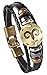 Hamoery Punk Alloy Leather Bracelet For Men Constellation Braided Rope Bracelet Bangle Wristband(Aries)
