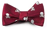100% Woven Silk Skull and Crossbones Red Self-Tie Bow Tie