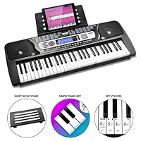 RockJam 54-Key Portable Electronic Keyboard with Interactive LCD Screen & Includes Piano Maestro Teaching App with 30 Songs