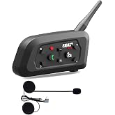 EJEAS V6 Motorcycle Bluetooth Headset, 2 Riders Motorcycle Intercom Helmet Communication System with Noise Reduction and Bluetooth 5.1 for Motorcycling Skiing and Climbing (1 Pack)
