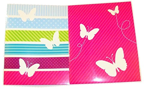Studio C Carolina Pad 2 Folder Set ~ All A Flutter (Glitter Butterflies on Stripes; Glitter Butterflies on Pink Stripes)