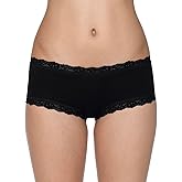 hanky panky Women's Rolled Organic Cotton Boyshort with Lace