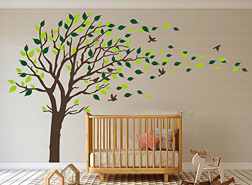 image for MAFENT Large Tree Blowing in The Wind Tree Wall Decals Wall Sticker Vi