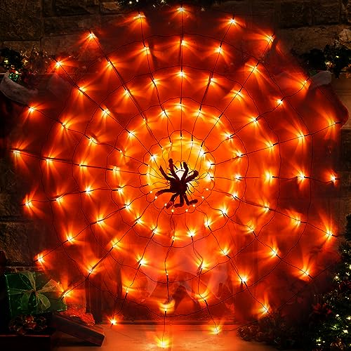 kemooie 120 Led 4.92FT Giant Spider Web Lights with