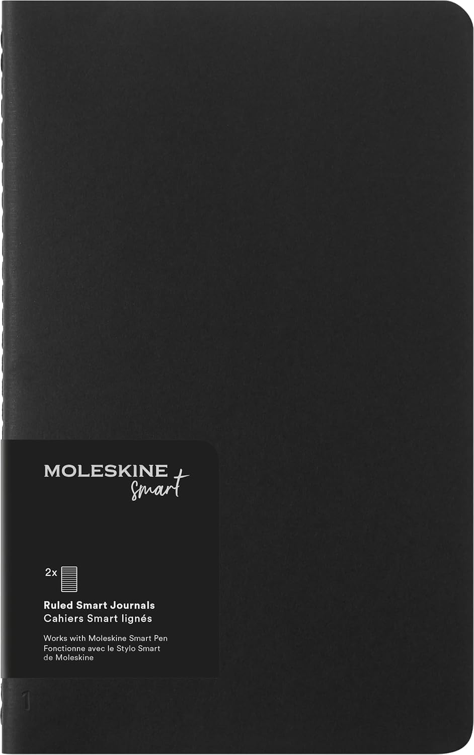 Moleskine Smart Cahier Journals Set of 2 Digital Notebook With Lined Pages, Pen + Compatible, Cardboard Cover, Large 13 x 21 cm, Black, 80 Pages