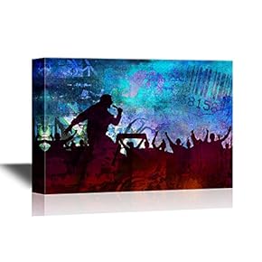 Concert Crowd Canvas Wall Art - Singer and Crazy Fans Concert Concept Art - Gallery Wrap Modern Home Art | Ready to Hang - 12x18 inches