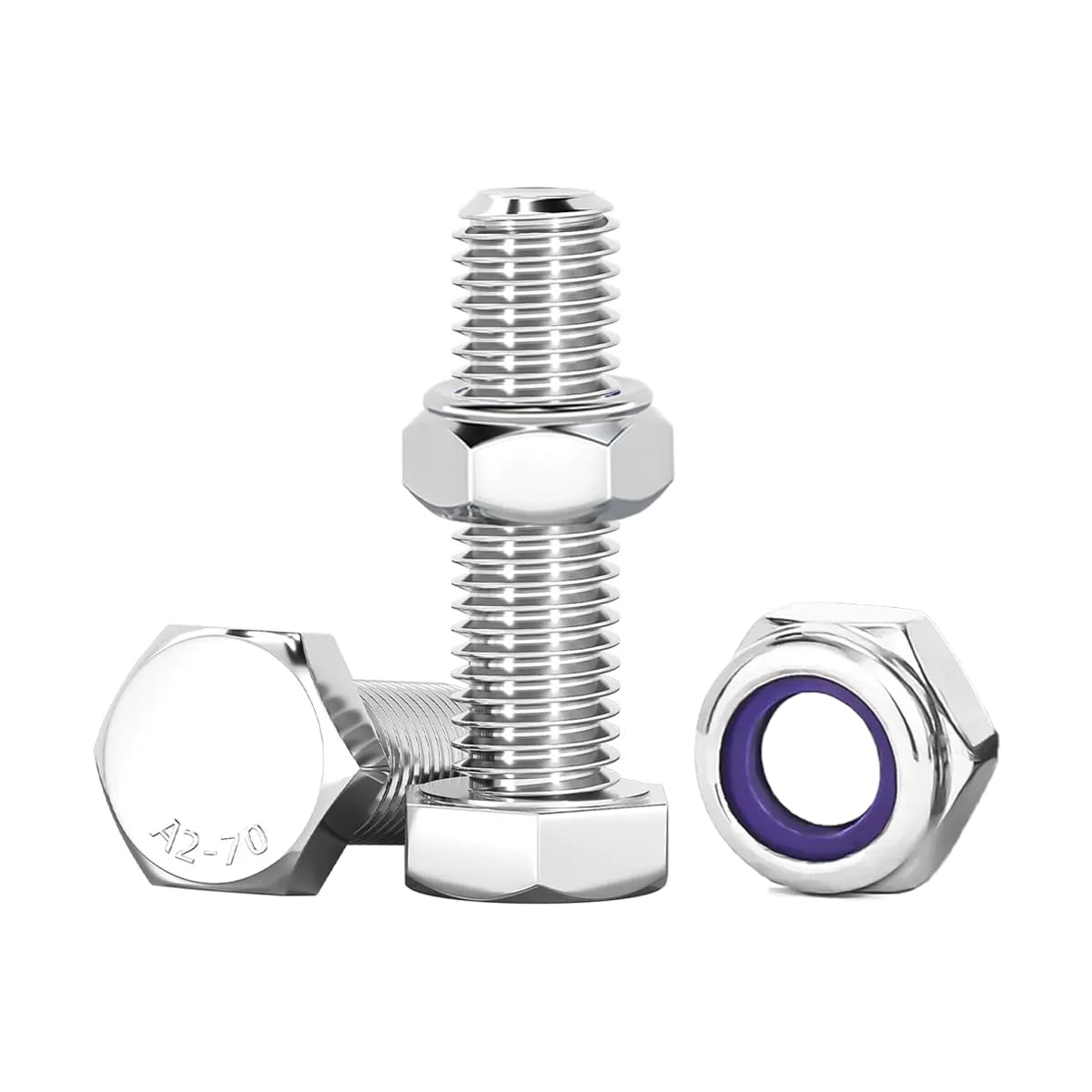 Drenky Nuts and Bolts Assortment, M8 Hexagon Bolts and Lock Nuts Set, 304 Stainless Steel, M8 x 25mm, 10 Pcs — image 1