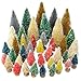 Yookat 40Pcs Mini Pine Trees Artificial Mini Trees with Wood Base Sisal Trees Bottle Brush Trees Assorted Color for Christmas Decoration Winter Ornaments DIY Crafts (Multicolor)