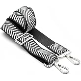 CRAFTMEMORE Wide Black Shoulder Strap Adjustable Bag Handle Crossbody Nylon Belt Replacement (Silver Metallic JK05)