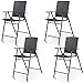 Tangkula 4 Piece Folding Patio Bar Chairs, Lightweight Portable Foldable Space Saving Wicker Bar Stools with Armrest & Footrest, for Lawn Patio Beach Garden Deck
