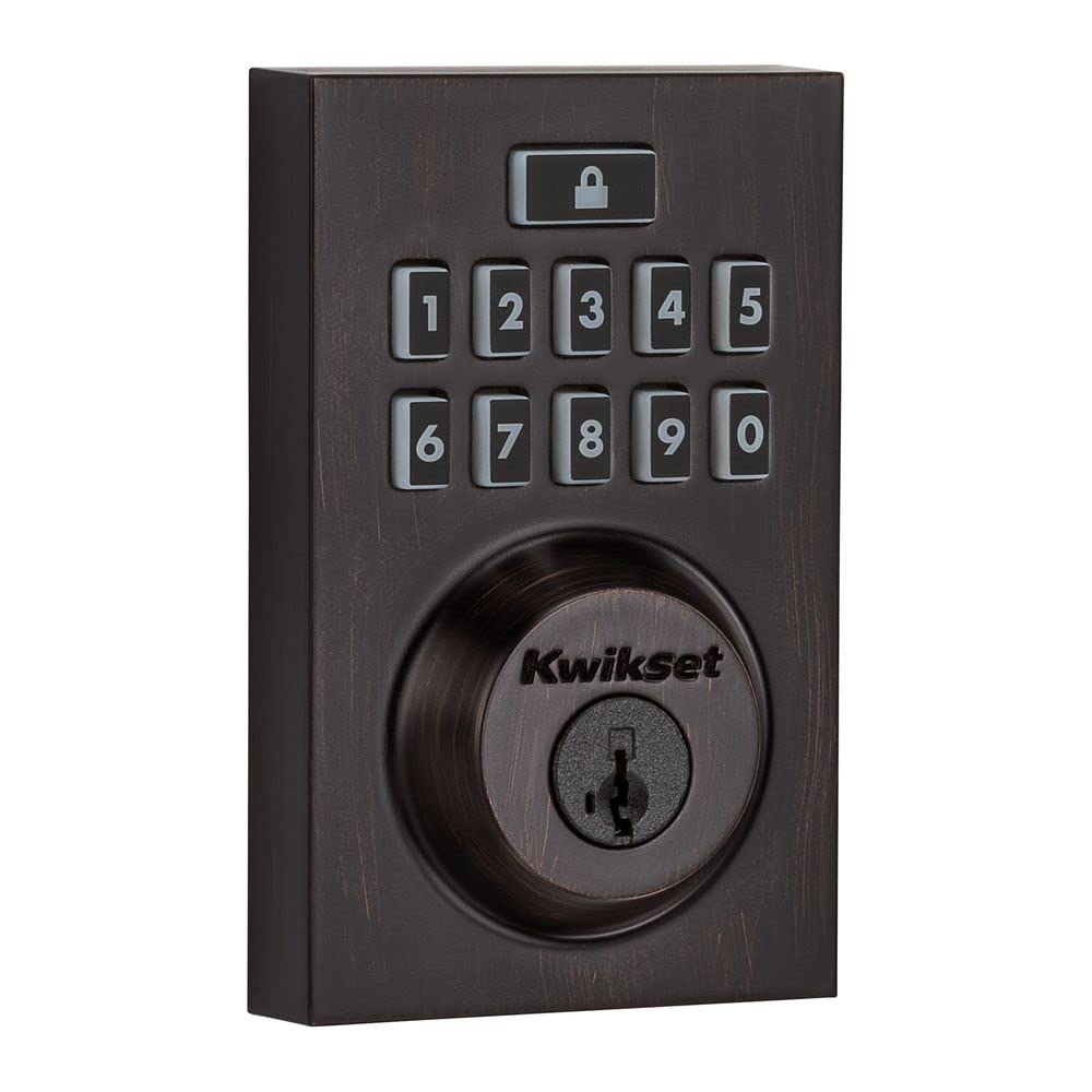 Photo 1 of Kwikset 914 Contemporary Keypad SmartCode Electronic Deadbolt Smart Lock featuring SmartKey Security and ZigBee 3.0 Technology in Venetian Bronze