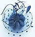 Fascinators Hats for Womens 50s Headwear with Veil Flower Cocktail Wedding Tea Party Church Derby Hat(1A-Navy)