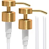 Verute Soap Dispenser Pump | Stainless Steel Replacement | Durable, Rustproof | for Glass & Plastic Bottles (2 x Brushed Gold Pumps)