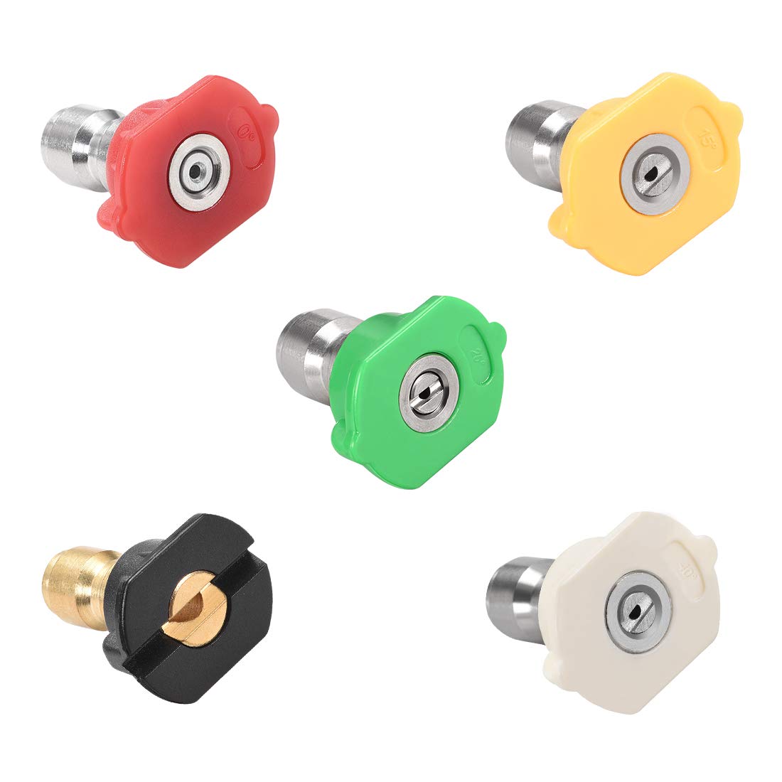 sourcing map Pressure Washer Spray Nozzle Tips, 1/4" Multiple Degrees (1.6mm Orifice Diameter)