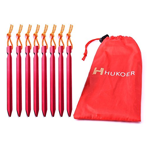Hukoer 8 pcs garden stakes metal tent stakes pegs trian…