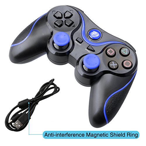 A-szcxtop 1 Pair Wireless Dualshock Bluetooth Game Controller Rechargeable Gamepad with USB Charging Cable for PS3 Playstation 3 - Thumbnail 5