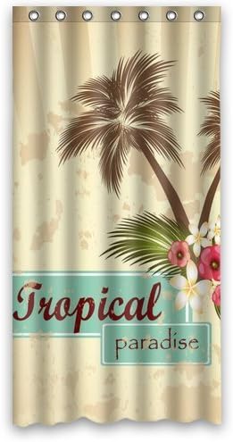 Icream Deal Custom Waterproof Fabric Bathroom Tropical Paradise Palm Tree Shower Curtain 36*72inch