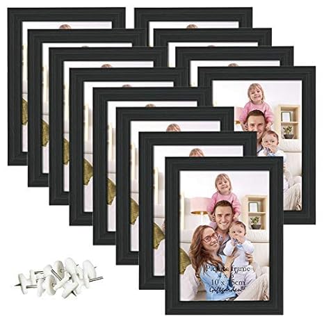 Giftgarden Bilderrahmen 10x15 cm Schwarz 12er Set Glas Hochzeit Fotorahmen mehrere Bilder
